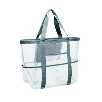 Reusable Custom Large Summer See Through Mesh Travel Grocery Polyester Net Beach Tote Bag