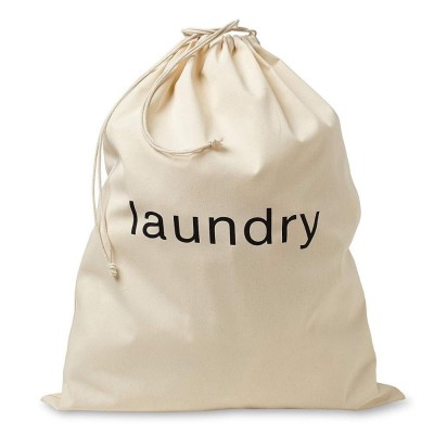 Custom Reusable Eco Cotton Canvas Foldable Washing Clothes Storage Drawstring Laundry Bag