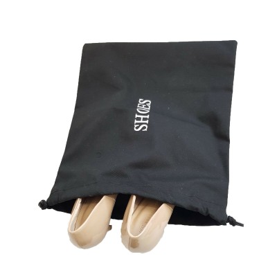 Custom Black Cotton Canvas Promotional Gift Women High Heels Men Shoes Storage Drawstring Shoe Bag