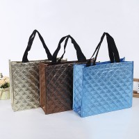 New Fashion Reusable Laser Lamination Gold Silver Coating Foil Non-woven Shopping Tote Bag Eco-friendly Portable Handle Package