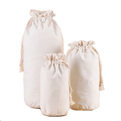 Factory Custom Rice Tea Nut Food Packing Round Bottom Reusable Eco Cotton Canvas Drawstring Bag