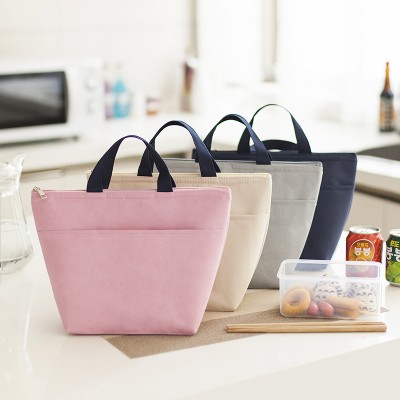 New Fashion Women Men Kids Pure Color Waterproof 300D Polyester Oxford Insulation Bento Picnic Lunch Food Tote Cooler Bag