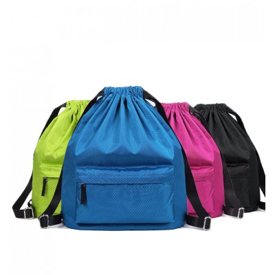 Custom Outdoor Travel Sports Yoga Fitness Waterproof Polyester Nylon Drawstring Backpack Bag